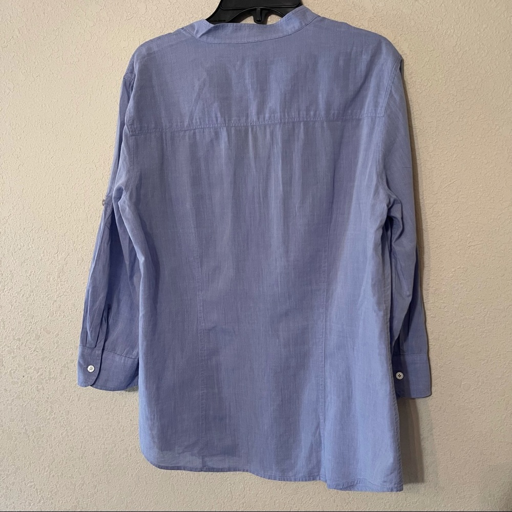 Talbots Blue Half Button Down Top - image 3